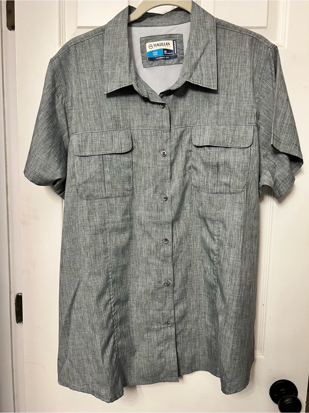 Magellan Outdoors Women’s Short-Sleeve Chambray Button-Up Shirt - Gray